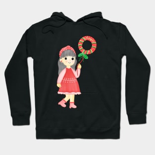Cute little girl with xmas balloon. Hoodie